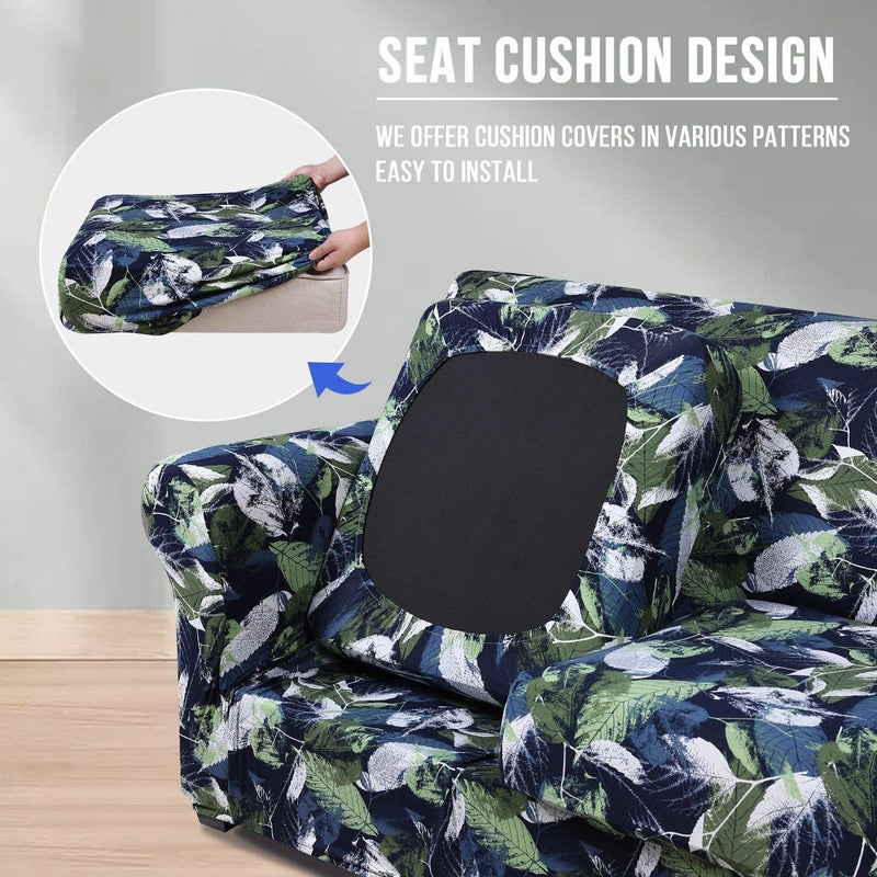 hyha Couch Covers, Chair/Sofa Covers, Floral Pattern, Stretch, Printed, 2 Pieces, Armchair Slipcover, Separate Couch Cushion Slipcover, Furniture Protector for Dogs(Armchair, Leaves) - Image 2
